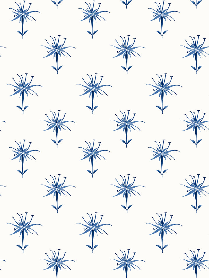 'Spider Lily Micro' Wallpaper by Flint Wood & Hicks - Indigo