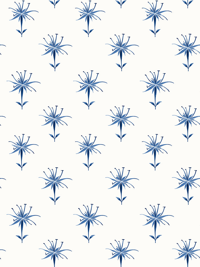'Spider Lily Micro' Wallpaper by Flint Wood & Hicks - Indigo