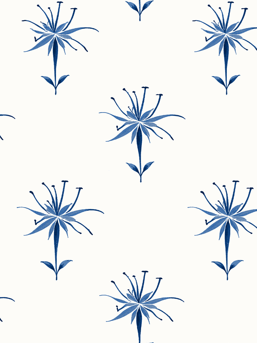 'Spider Lily Micro' Wallpaper by Flint Wood & Hicks - Indigo
