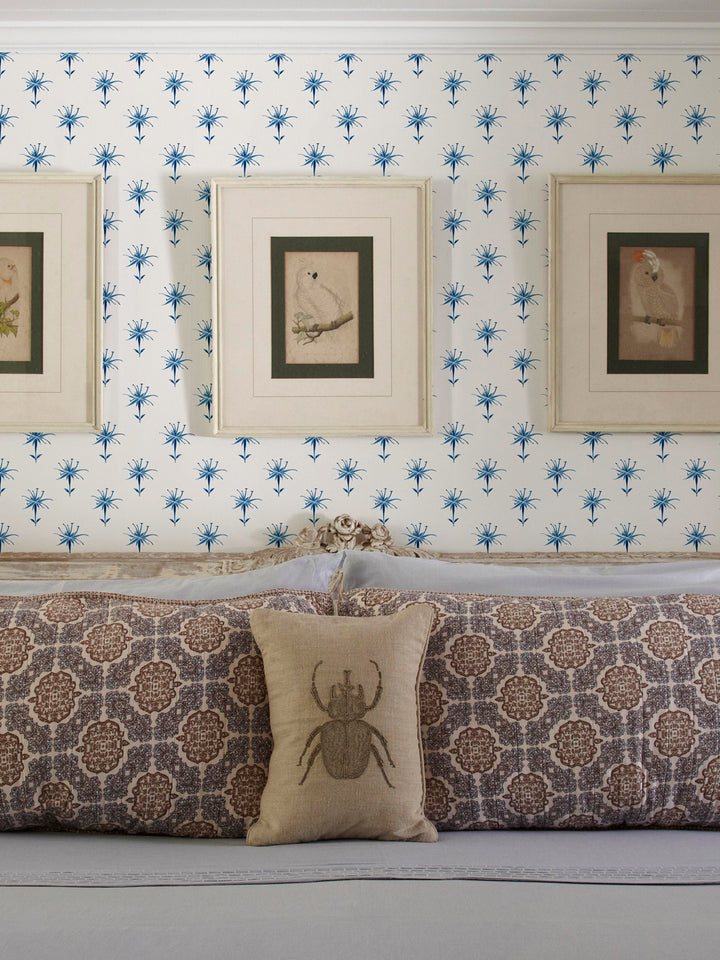 'Spider Lily Micro' Wallpaper by Flint Wood & Hicks - Indigo