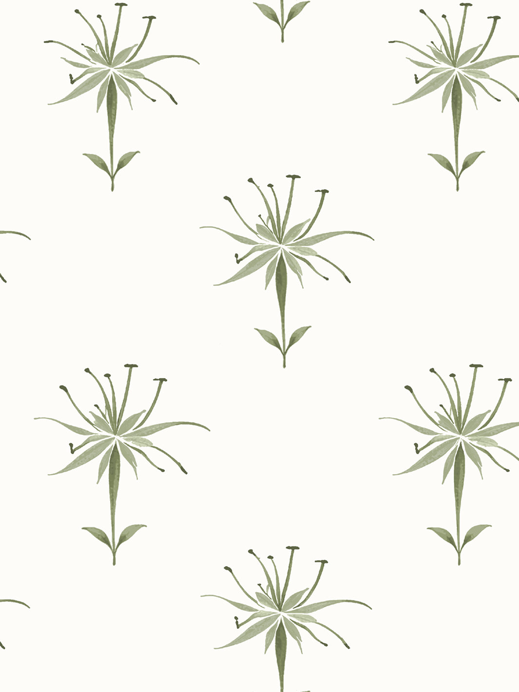 'Spider Lily Micro' Wallpaper by Flint Wood & Hicks - Olive