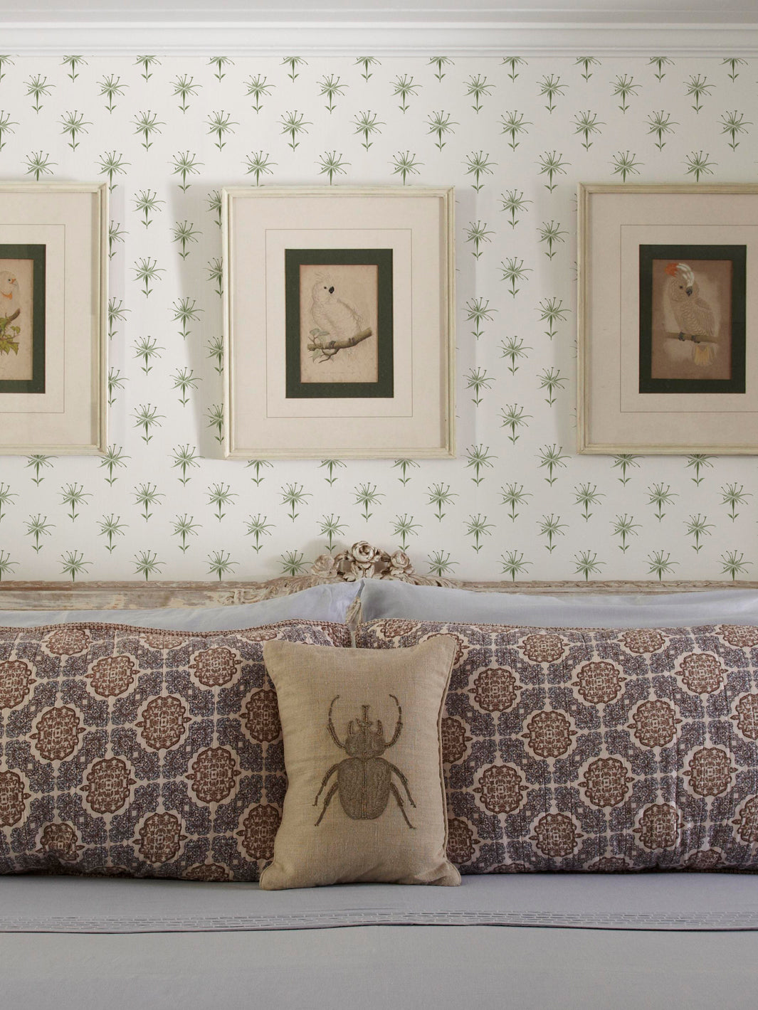'Spider Lily Micro' Wallpaper by Flint Wood & Hicks - Olive