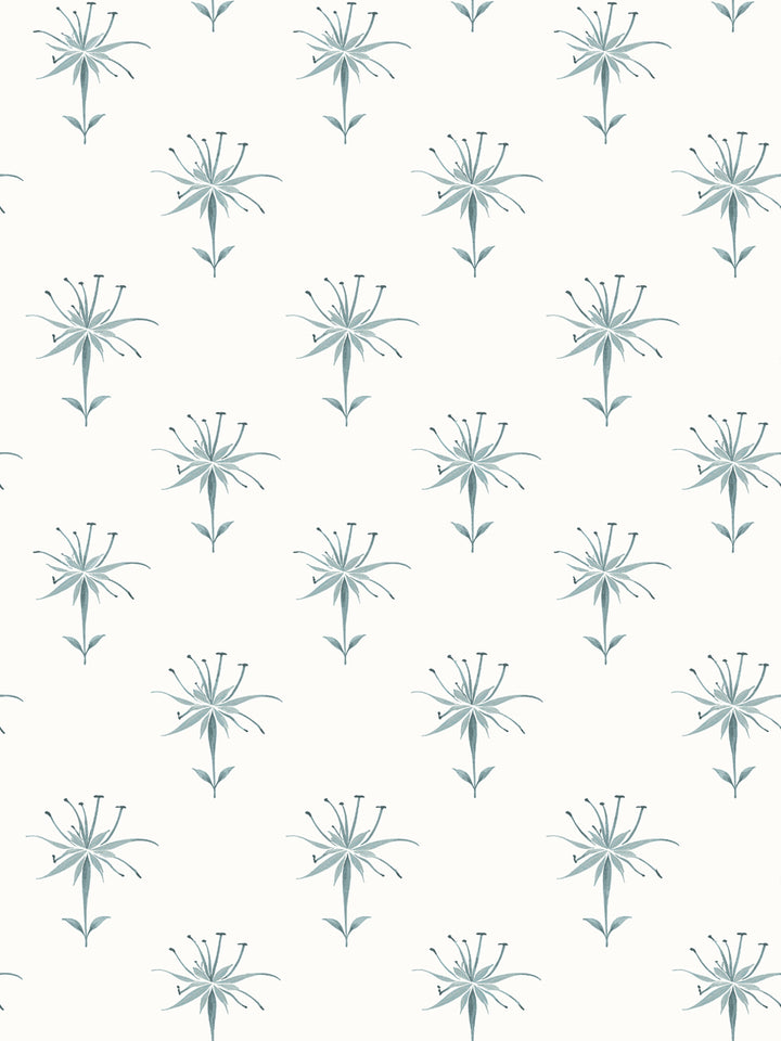 'Spider Lily Micro' Wallpaper by Flint Wood & Hicks - Seafoam