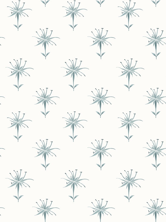 'Spider Lily Micro' Wallpaper by Flint Wood & Hicks - Seafoam