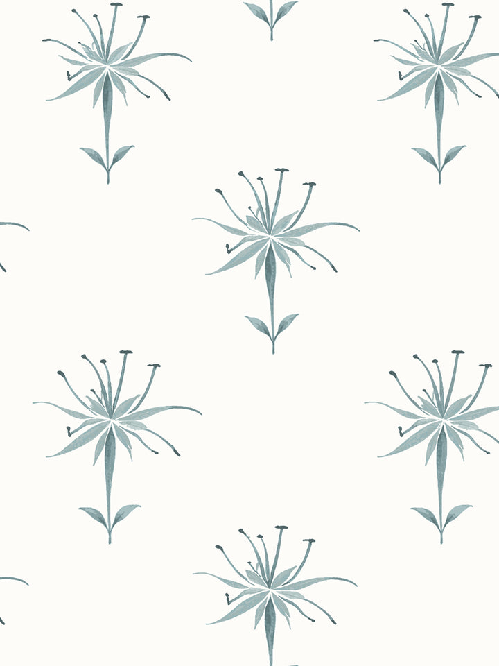 'Spider Lily Micro' Wallpaper by Flint Wood & Hicks - Seafoam