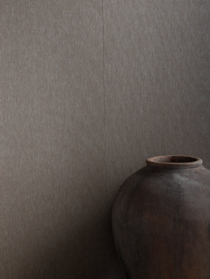 'Stitch Two Tone' Grasscloth Wallpaper - Antrasite Pepper