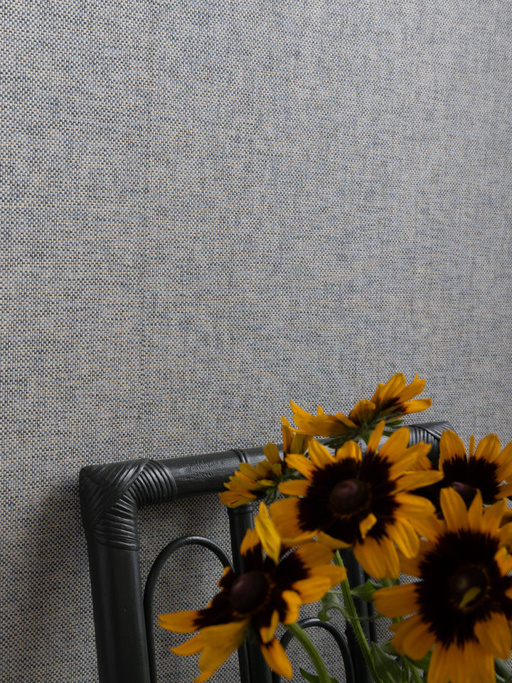 stitch two tone grasscloth wallpaper in indigo cream