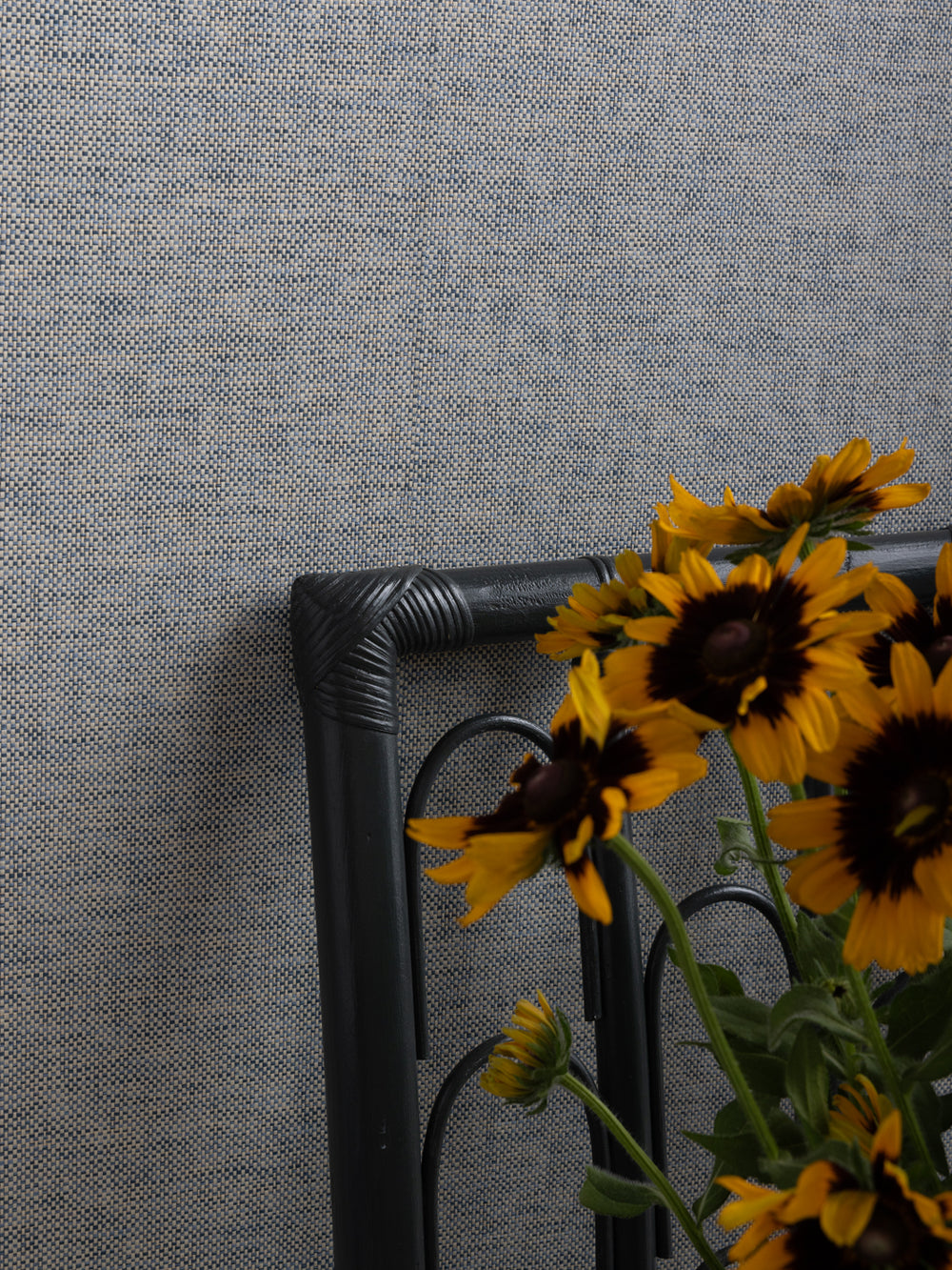stitch two tone grasscloth wallpaper in indigo cream