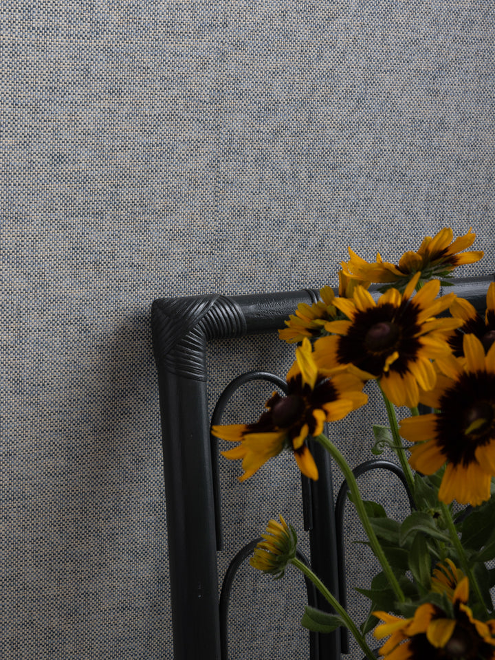 stitch two tone grasscloth wallpaper in indigo cream