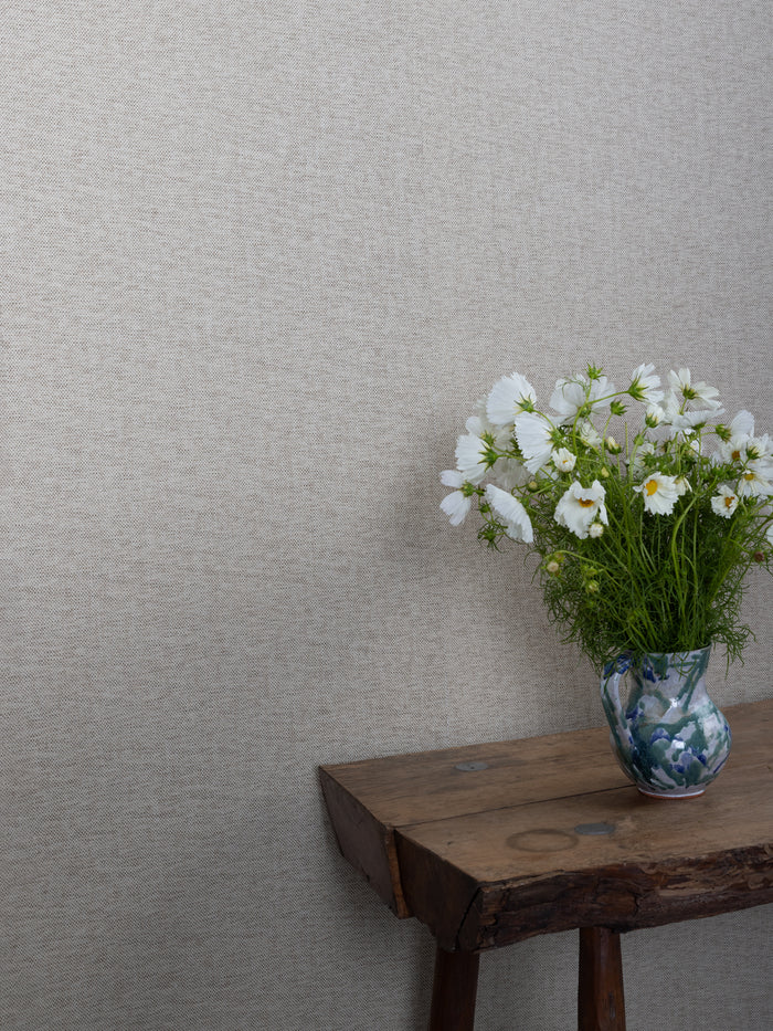 'Stitch Two Tone' Grasscloth Wallpaper - Oak Cream