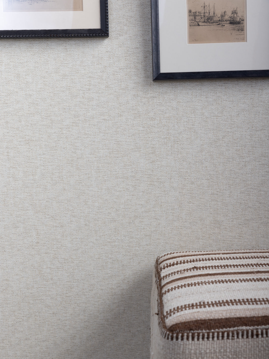 Stitch Two Tone' Grasscloth Wallpaper - Sesame Cream