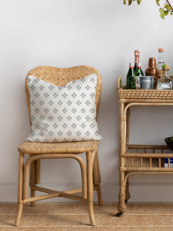 'Striped Coco' Linen Fabric by Sugar Paper - Slate on Skylight