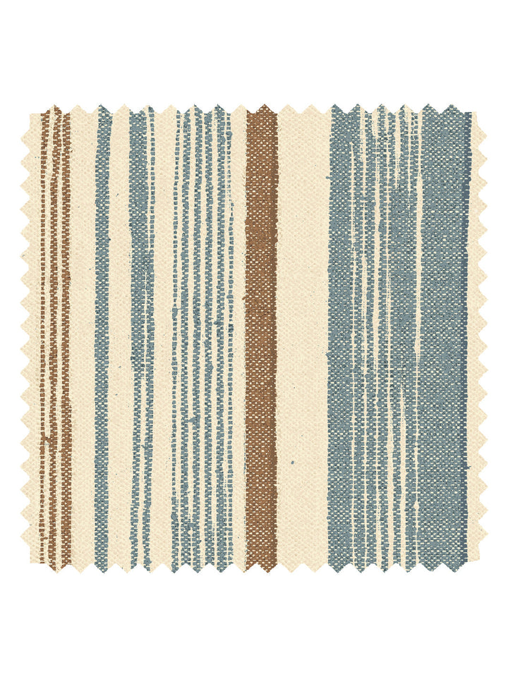 'Stuart Stripe' Tea Stained Linen Fabric by Nathan Turner - Blue Brown