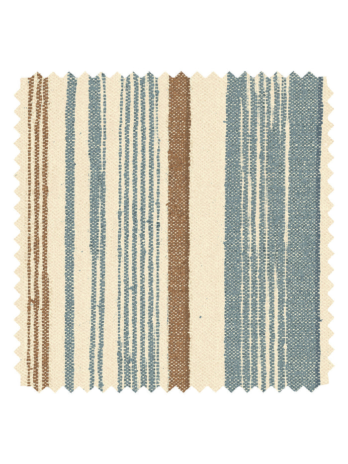 'Stuart Stripe' Tea Stained Linen Fabric by Nathan Turner - Blue Brown