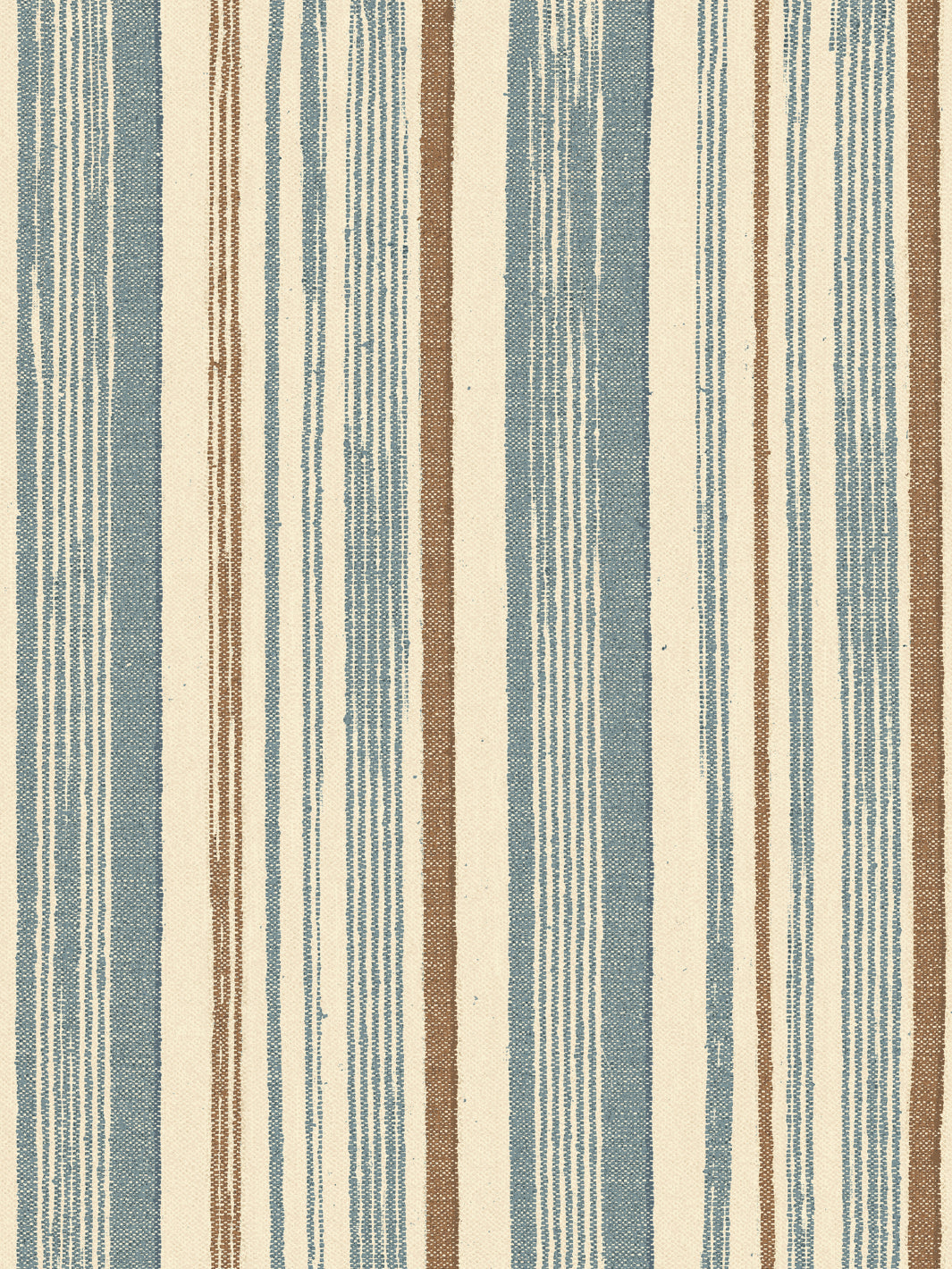 'Stuart Stripe' Tea Stained Linen Fabric by Nathan Turner - Blue Brown