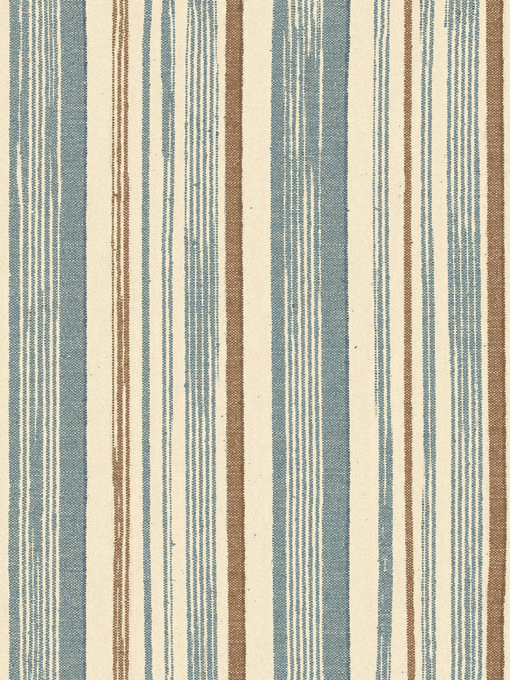 'Stuart Stripe' Tea Stained Linen Fabric by Nathan Turner - Blue Brown