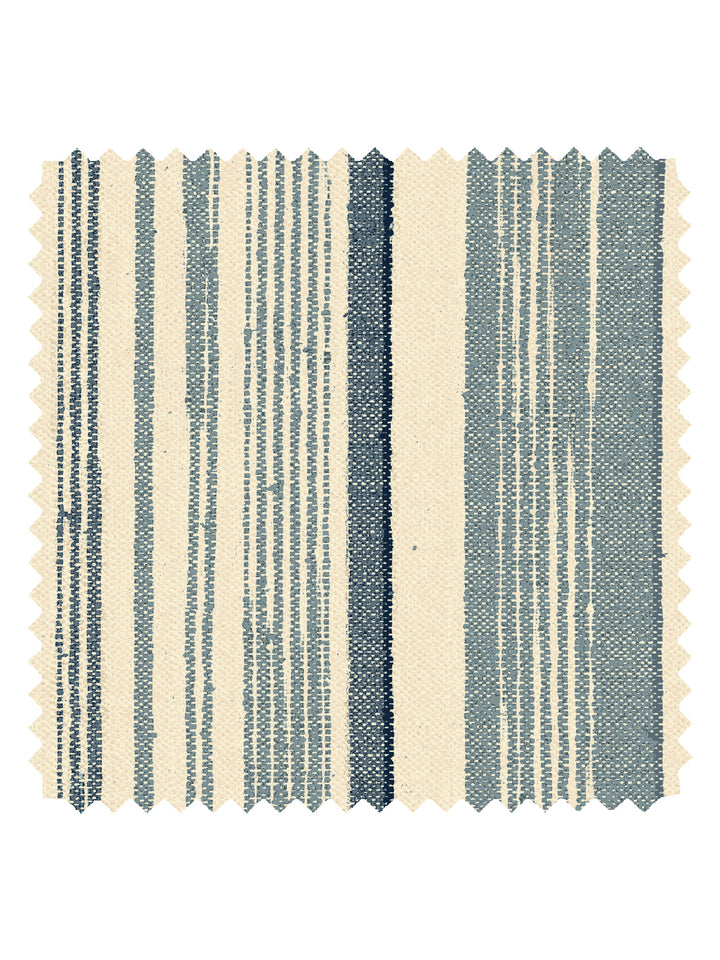 'Stuart Stripe' Tea Stained Linen Fabric by Nathan Turner - Blue - Dark Blue