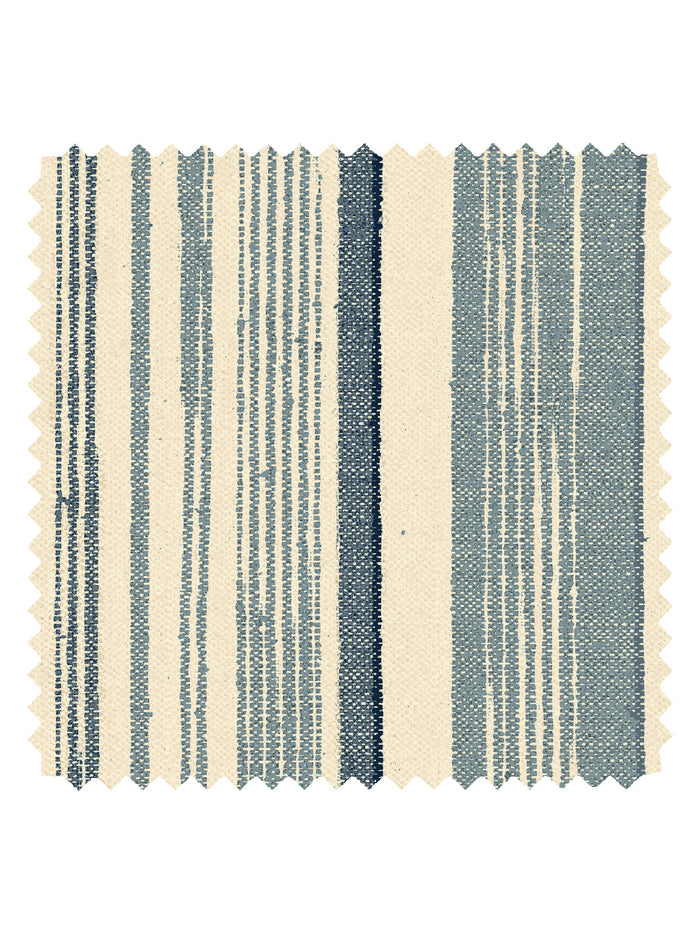 'Stuart Stripe' Tea Stained Linen Fabric by Nathan Turner - Blue - Dark Blue