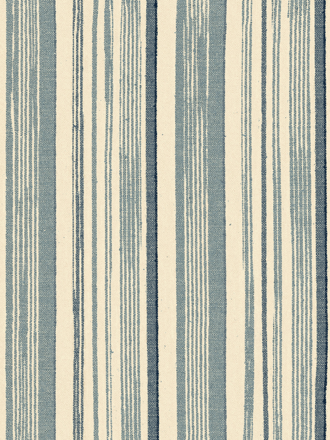 'Stuart Stripe' Tea Stained Linen Fabric by Nathan Turner - Blue - Dark Blue
