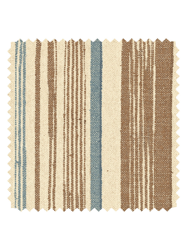 'Stuart Stripe' Tea Stained Linen Fabric by Nathan Turner - Brown Blue