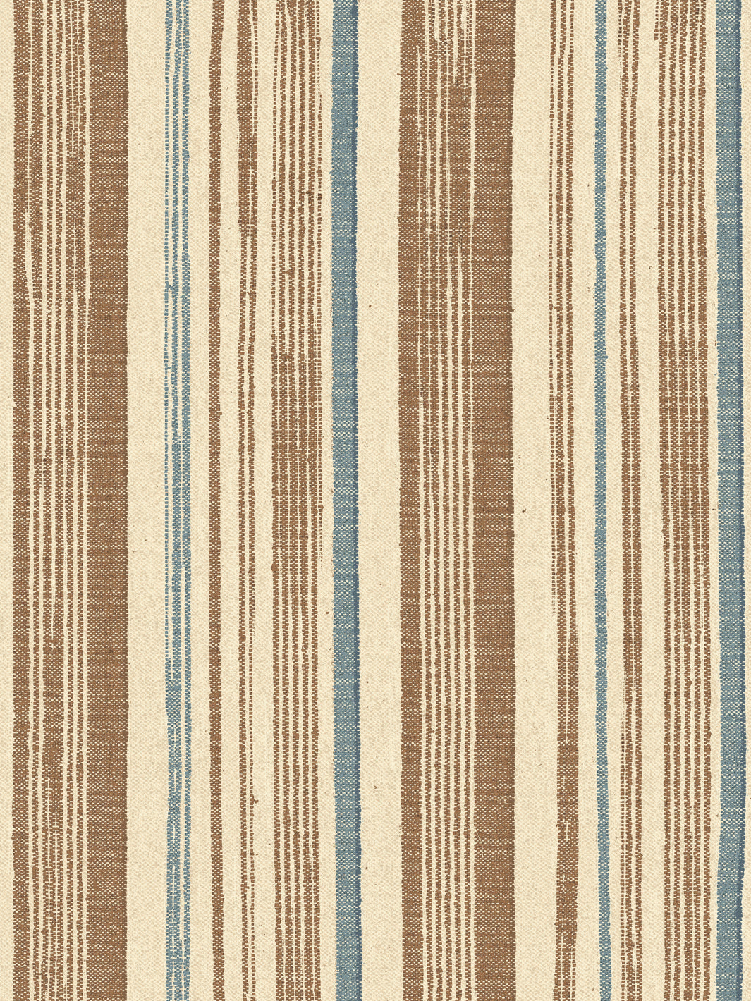 'Stuart Stripe' Tea Stained Linen Fabric by Nathan Turner - Brown Blue