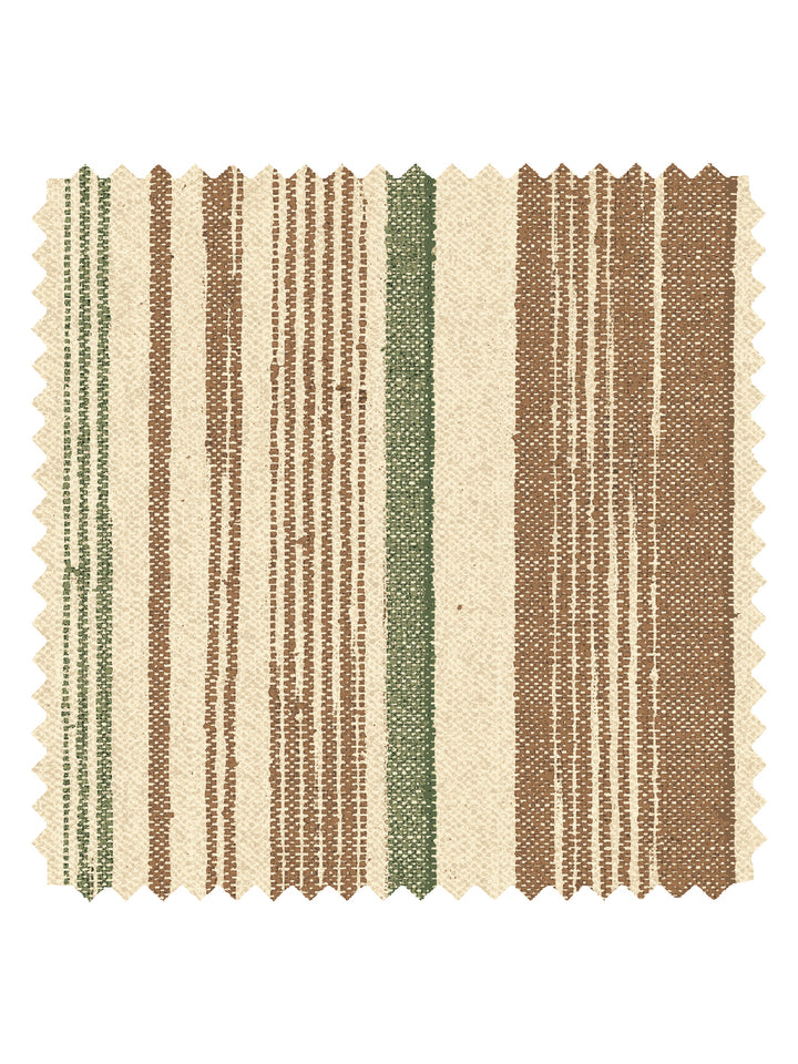 'Stuart Stripe' Tea Stained Linen Fabric by Nathan Turner - Brown Green