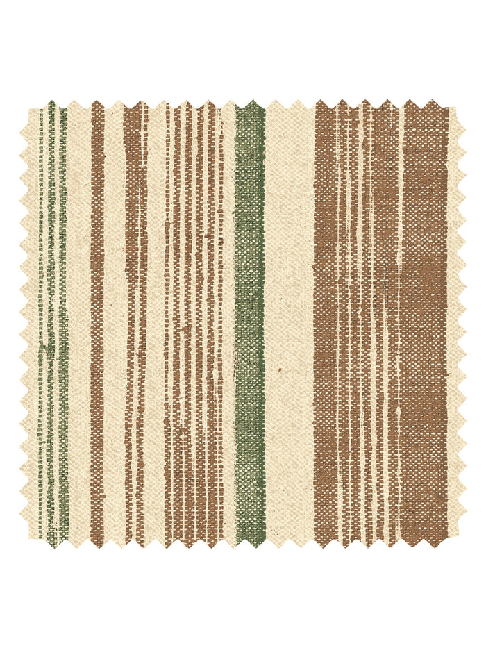 'Stuart Stripe' Tea Stained Linen Fabric by Nathan Turner - Brown Green