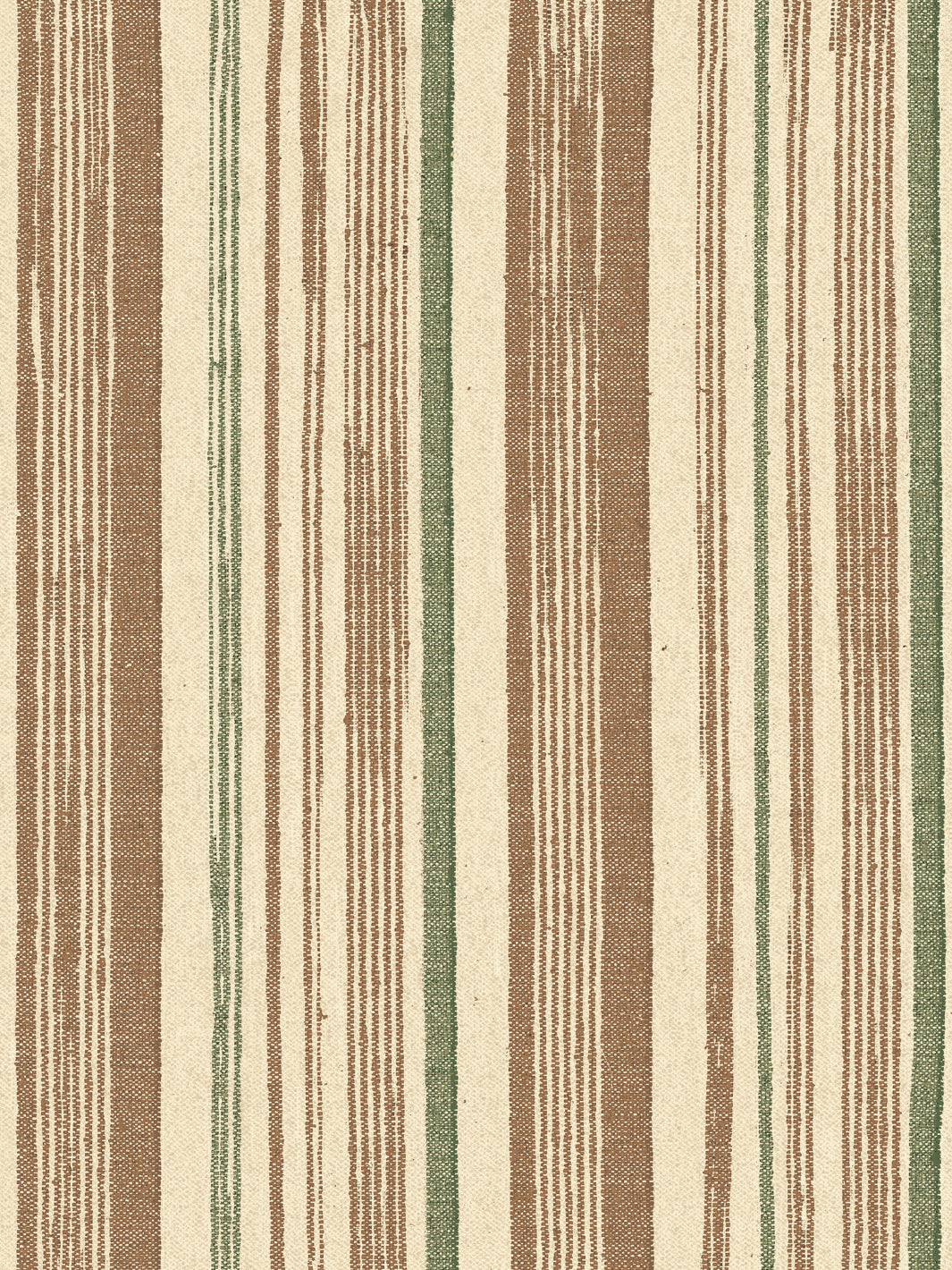 'Stuart Stripe' Tea Stained Linen Fabric by Nathan Turner - Brown Green