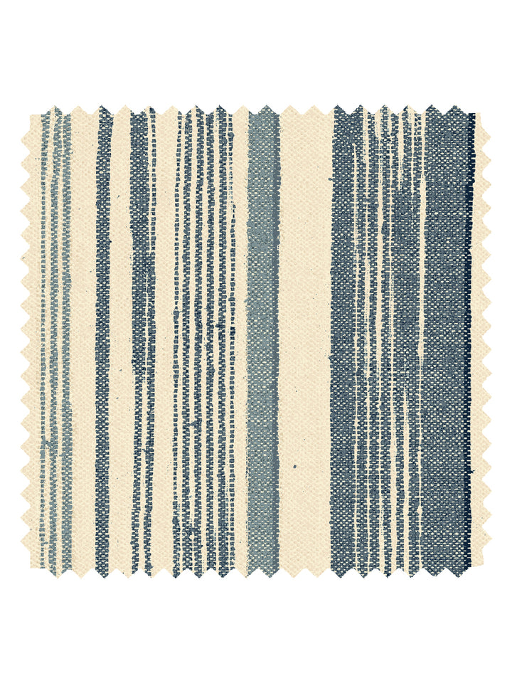 'Stuart Stripe' Tea Stained Linen Fabric by Nathan Turner - Dark Blue - Blue