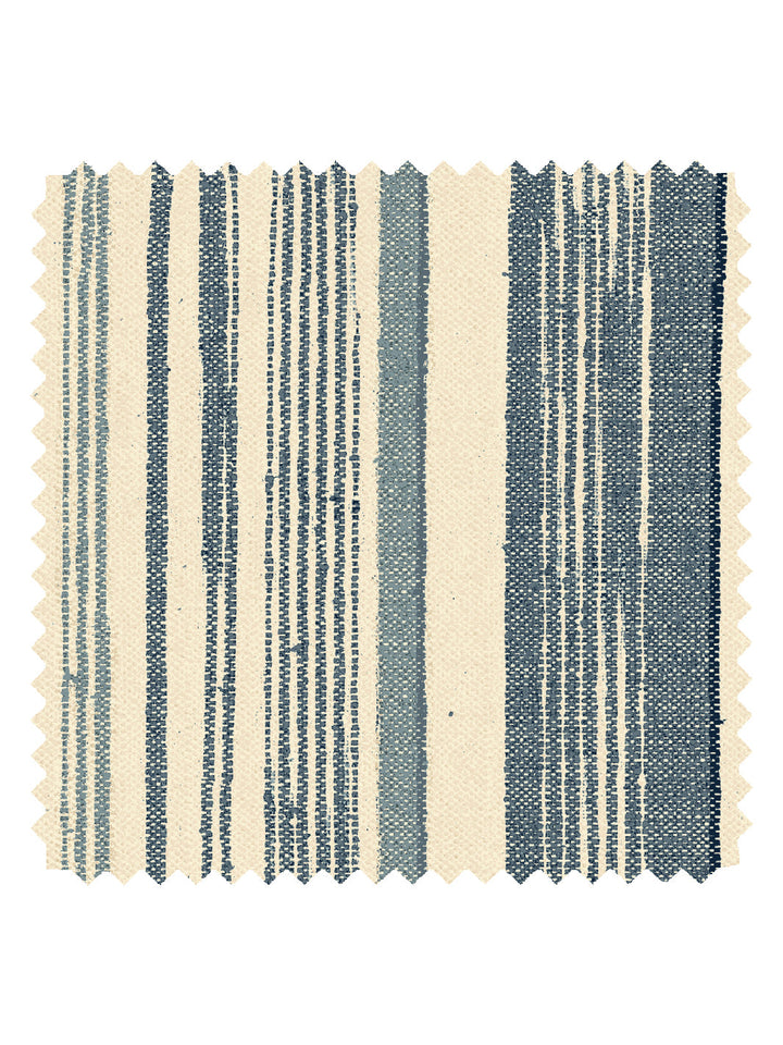 'Stuart Stripe' Tea Stained Linen Fabric by Nathan Turner - Dark Blue