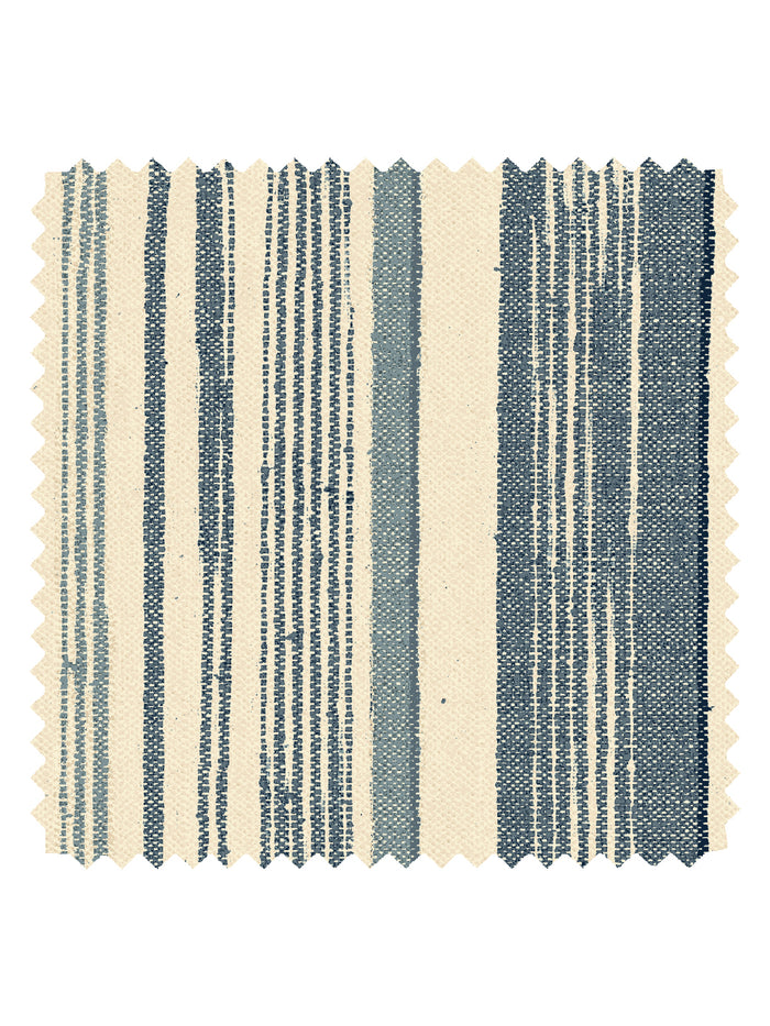 'Stuart Stripe' Tea Stained Linen Fabric by Nathan Turner - Dark Blue - Blue
