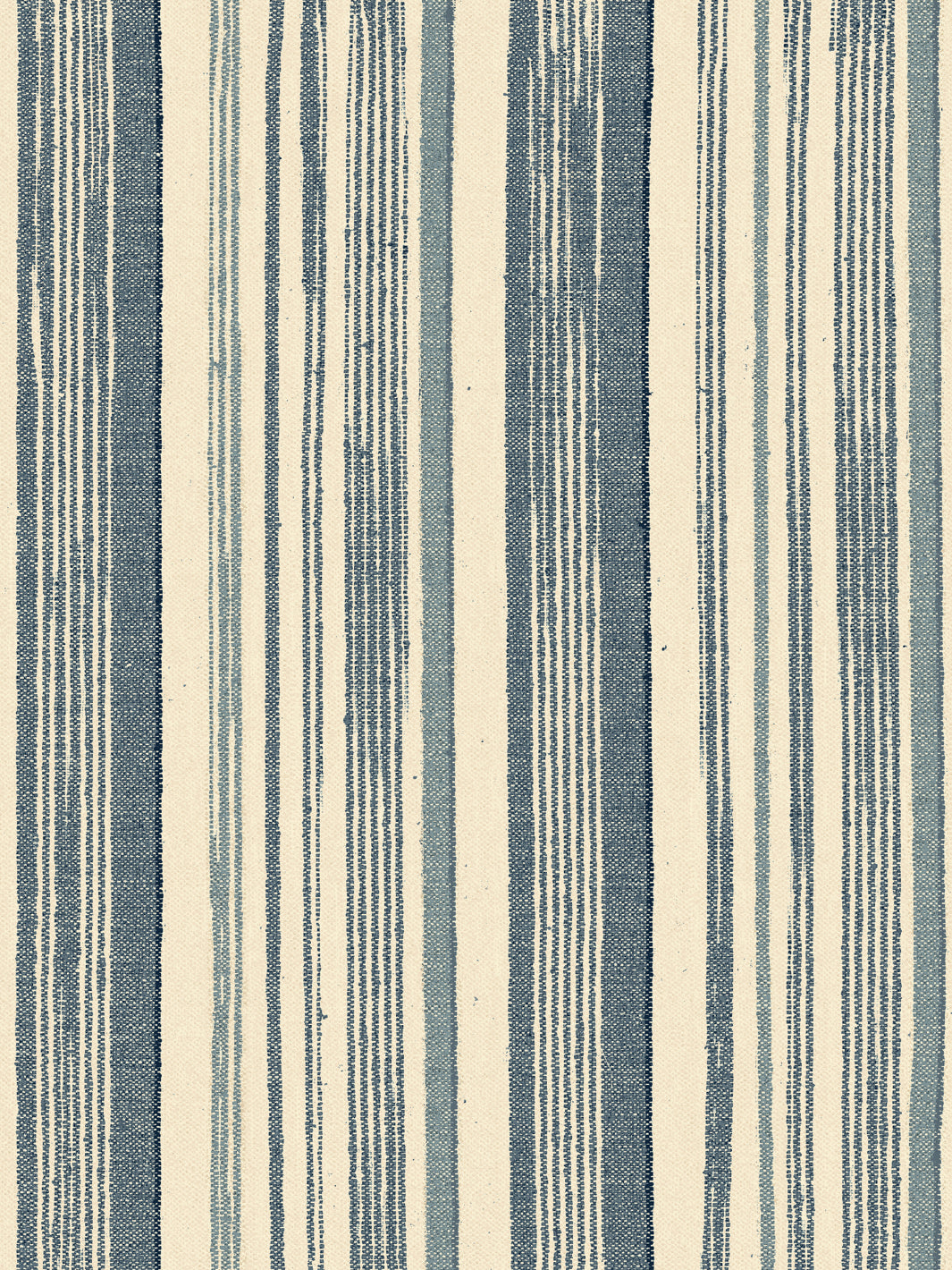 'Stuart Stripe' Tea Stained Linen Fabric by Nathan Turner - Dark Blue - Blue