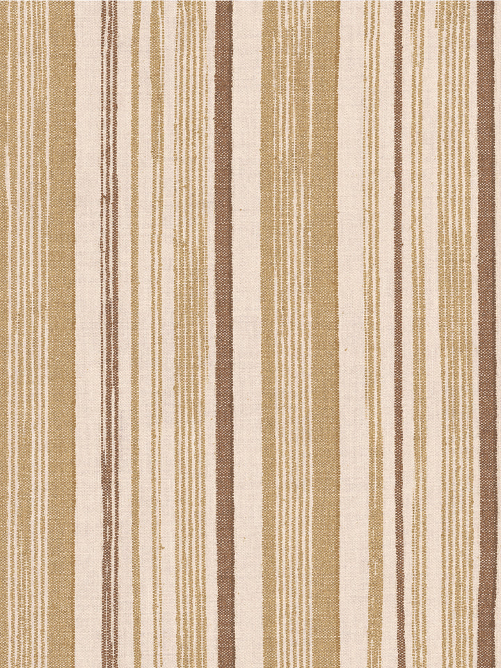 'Stuart Stripe' Tea Stained Linen Fabric by Nathan Turner - Gold Brown