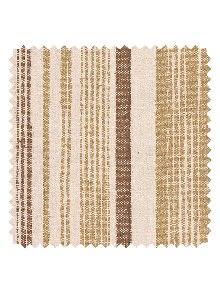 'Stuart Stripe' Tea Stained Linen Fabric by Nathan Turner - Gold Brown