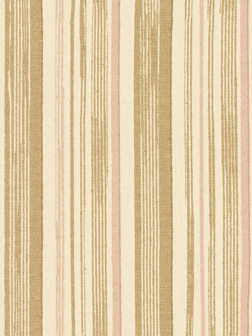 'Stuart Stripe' Tea Stained Linen Fabric by Nathan Turner - Gold Pink