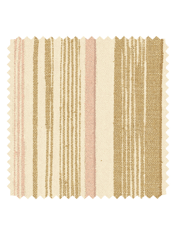 'Stuart Stripe' Tea Stained Linen Fabric by Nathan Turner - Gold Pink