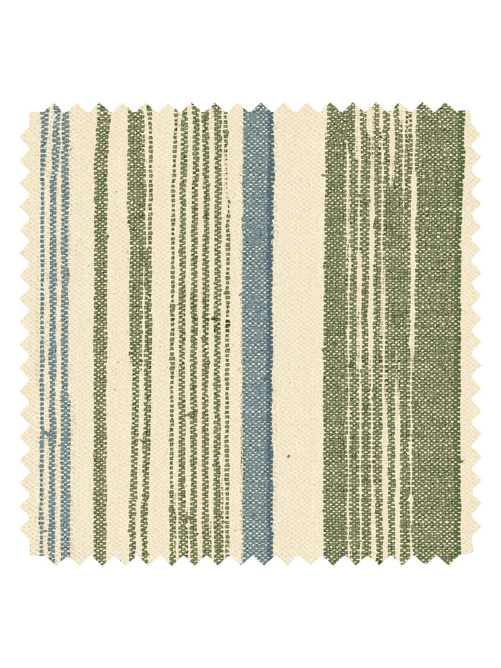 'Stuart Stripe' Tea Stained Linen Fabric by Nathan Turner - Green Blue