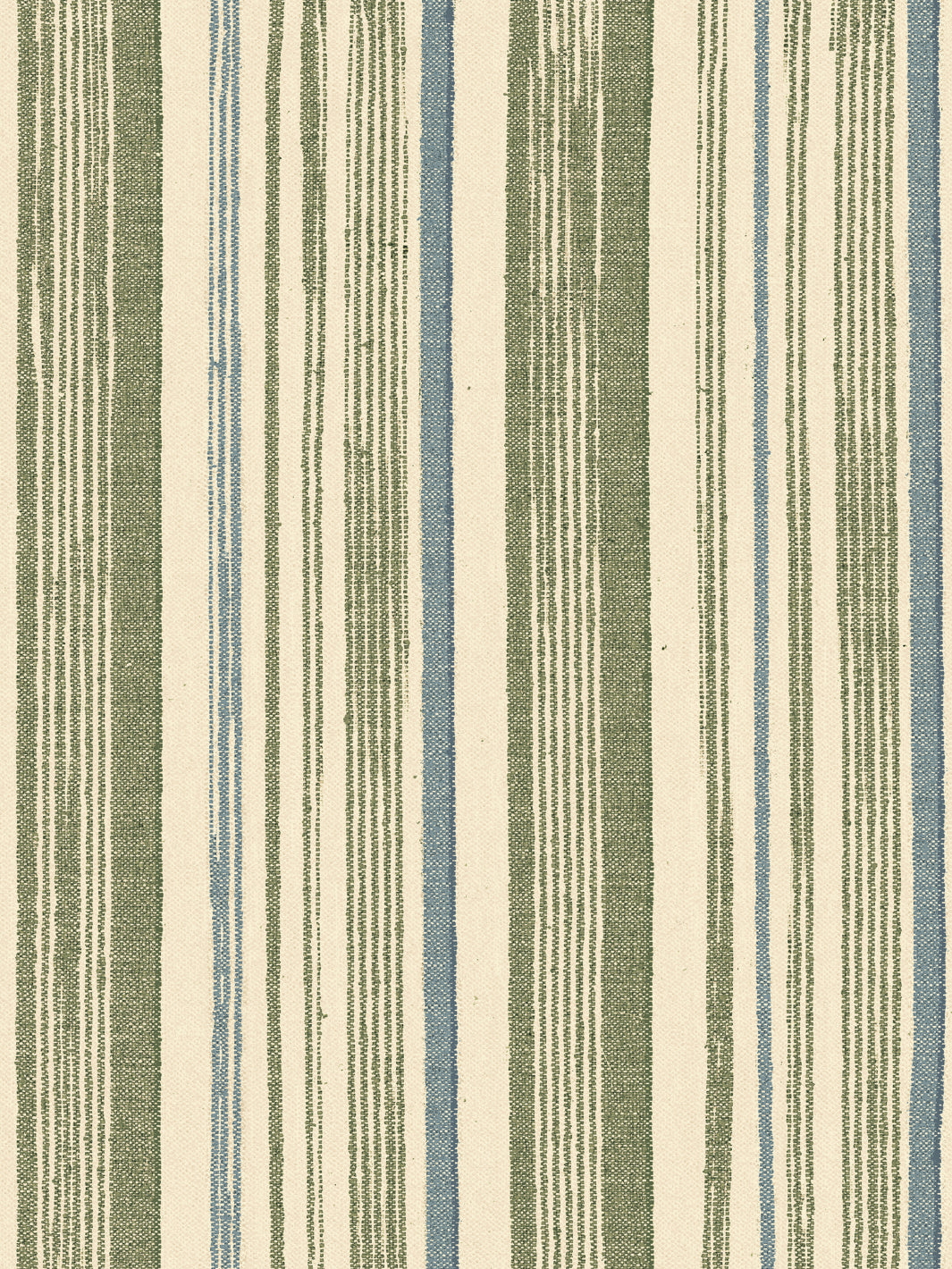 'Stuart Stripe' Tea Stained Linen Fabric by Nathan Turner - Green Blue