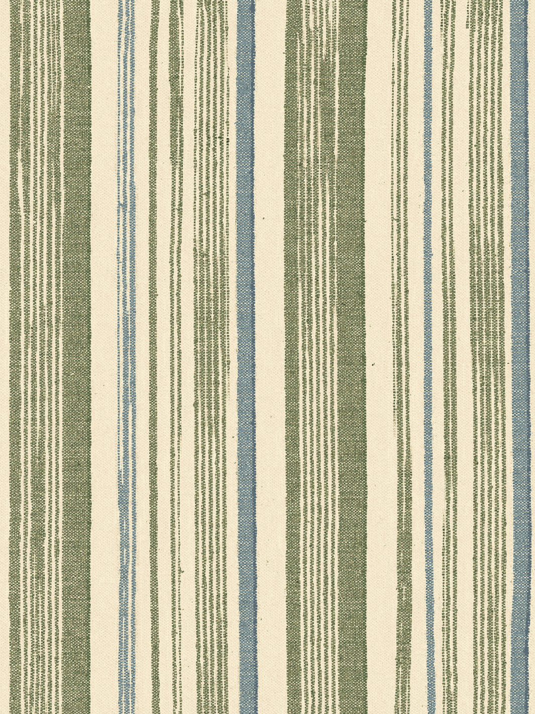 'Stuart Stripe' Tea Stained Linen Fabric by Nathan Turner - Green Blue