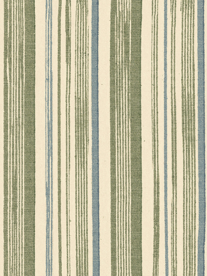 'Stuart Stripe' Tea Stained Linen Fabric by Nathan Turner - Green Blue