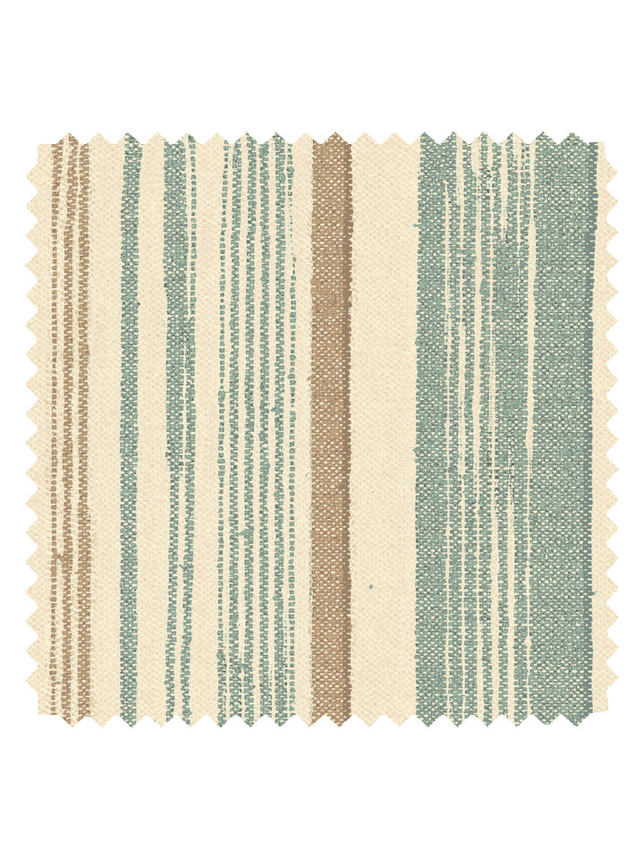 'Stuart Stripe' Tea Stained Linen Fabric by Nathan Turner - Seafoam Neutral