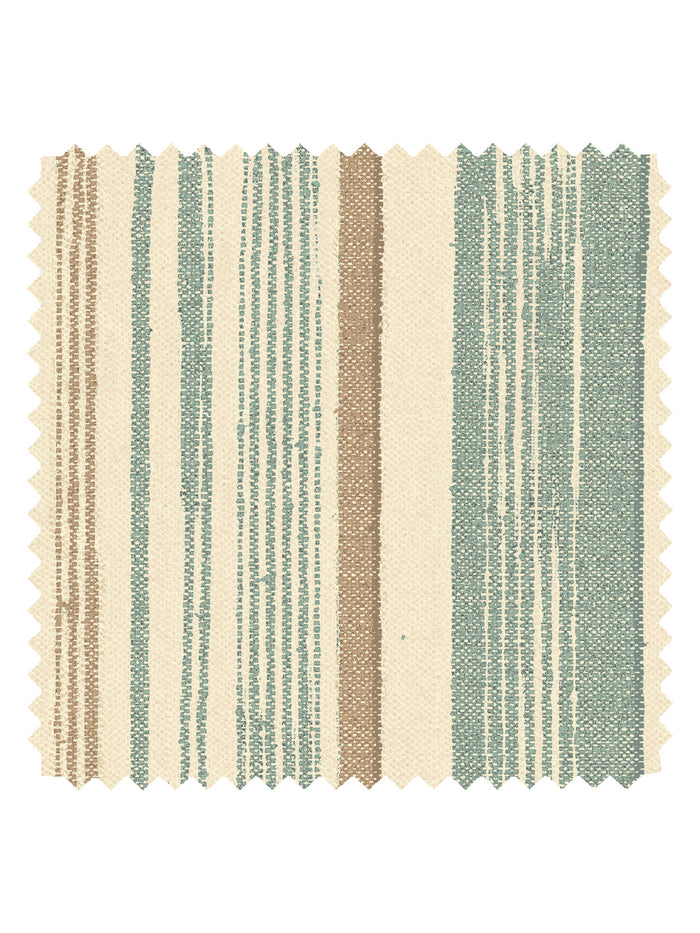 'Stuart Stripe' Tea Stained Linen Fabric by Nathan Turner - Seafoam Neutral