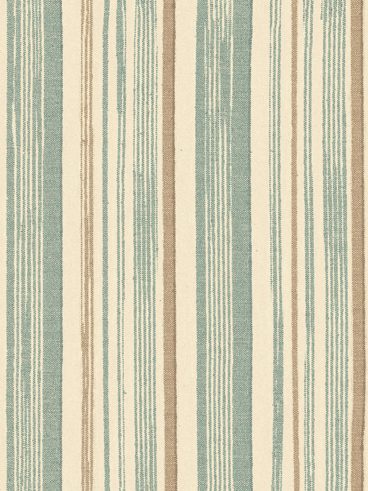'Stuart Stripe' Tea Stained Linen Fabric by Nathan Turner - Seafoam Neutral