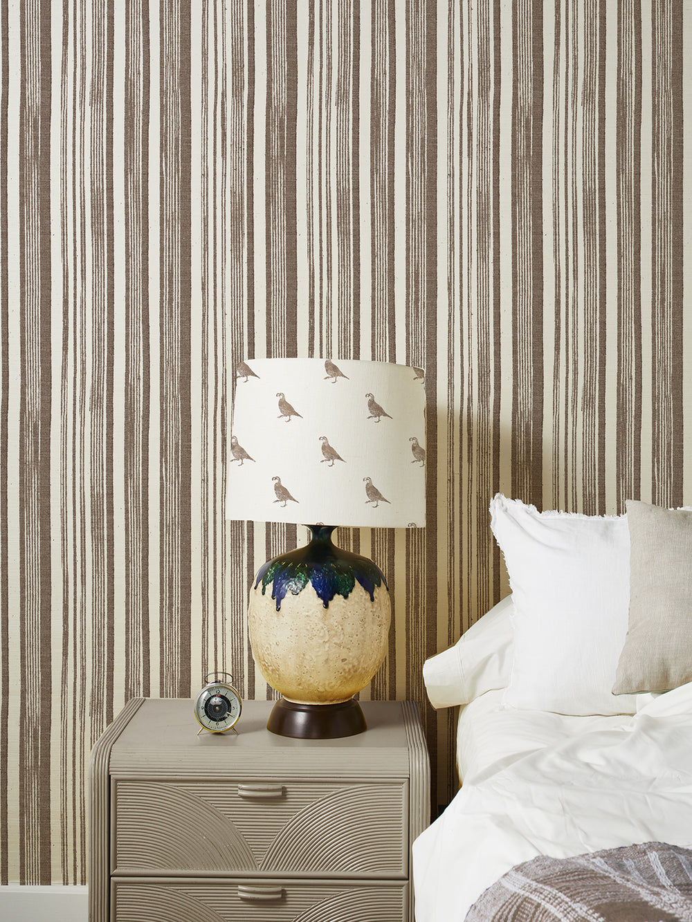 stuart stripe grasscloth wallpaper by nathan turner dark chocolate