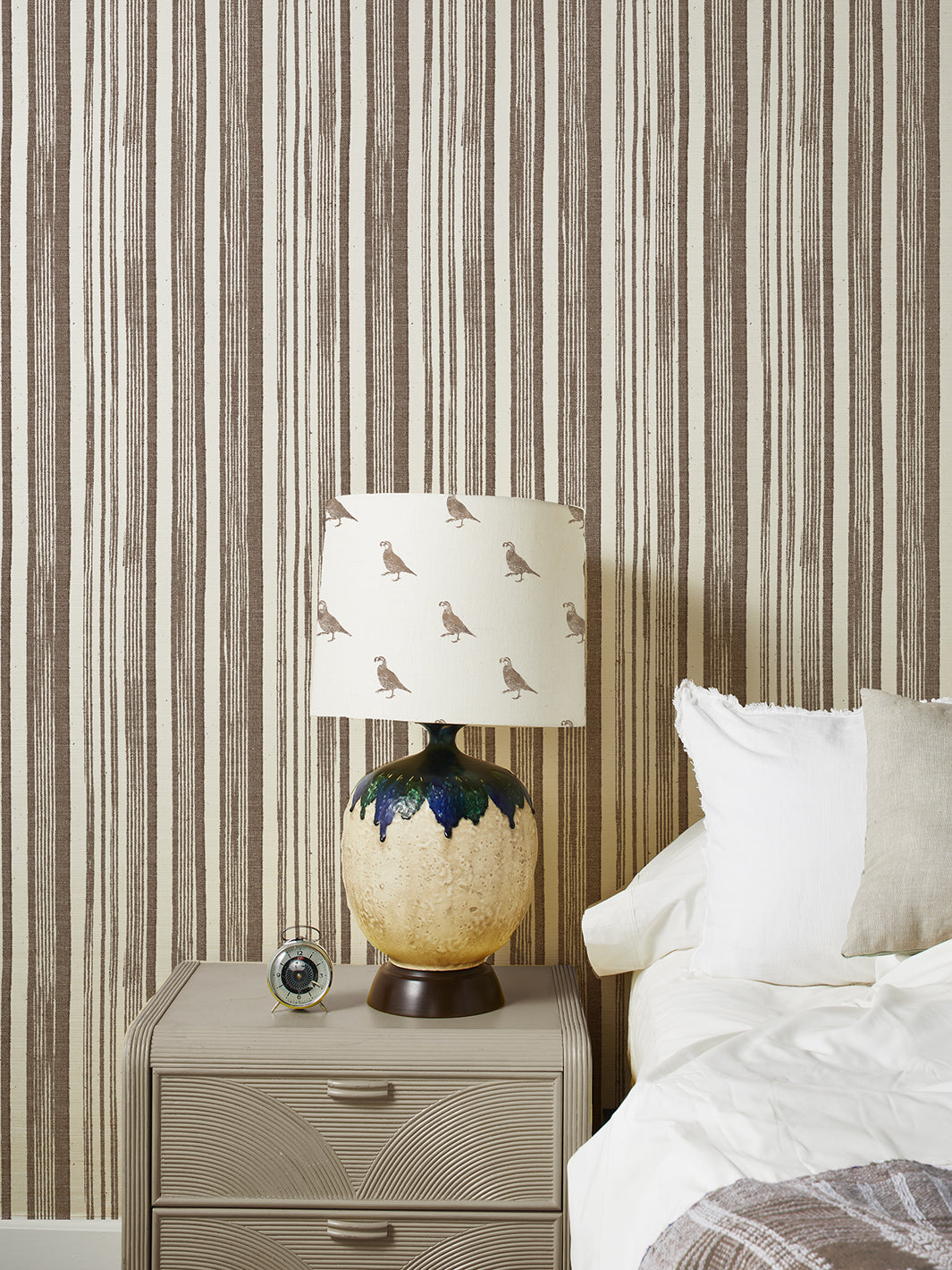 stuart stripe grasscloth wallpaper by nathan turner dark chocolate