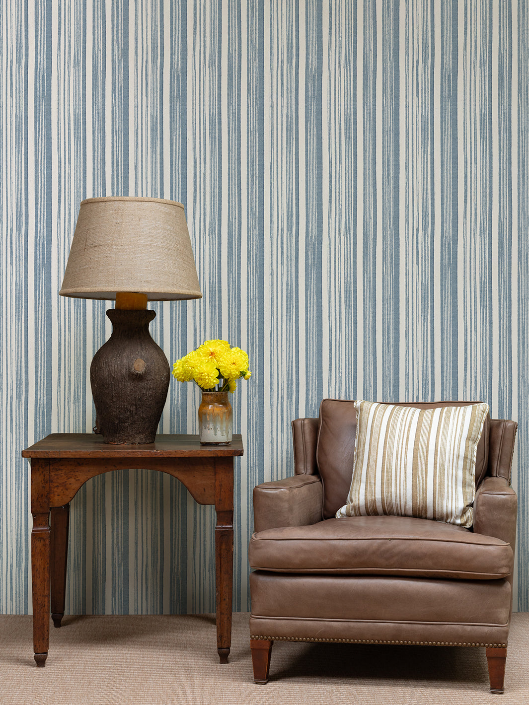 'Stuart Stripe' Wallpaper by Nathan Turner - Blue