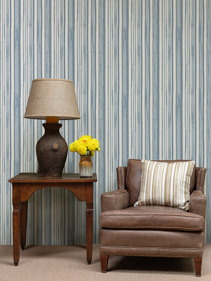'Stuart Stripe' Wallpaper by Nathan Turner - Blue