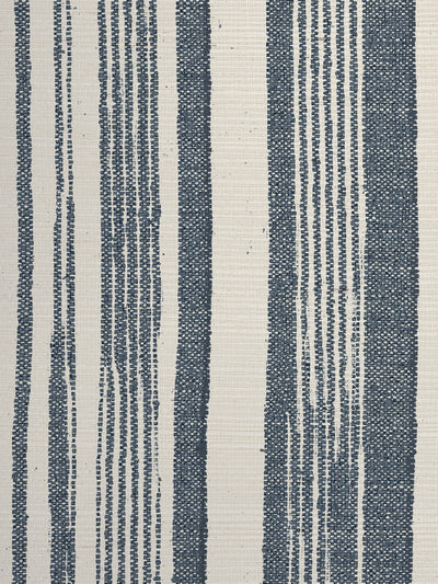 'Stuart Stripe' Grasscloth Wallpaper by Nathan Turner - Dark Blue