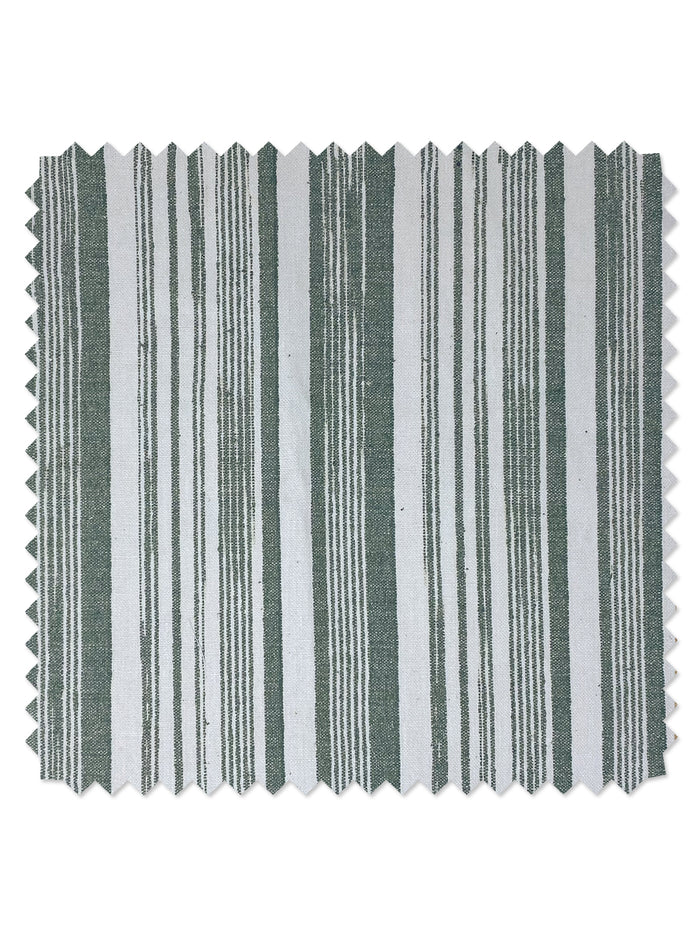 Stuart Stripe' Linen Fabric by Nathan Turner - Green