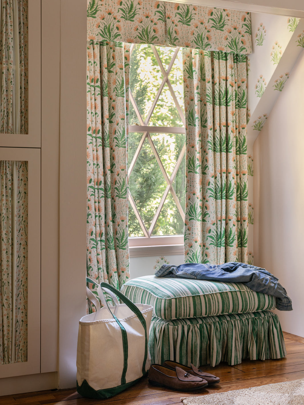 'Stuart Stripe' Linen Fabric by Nathan Turner - Green